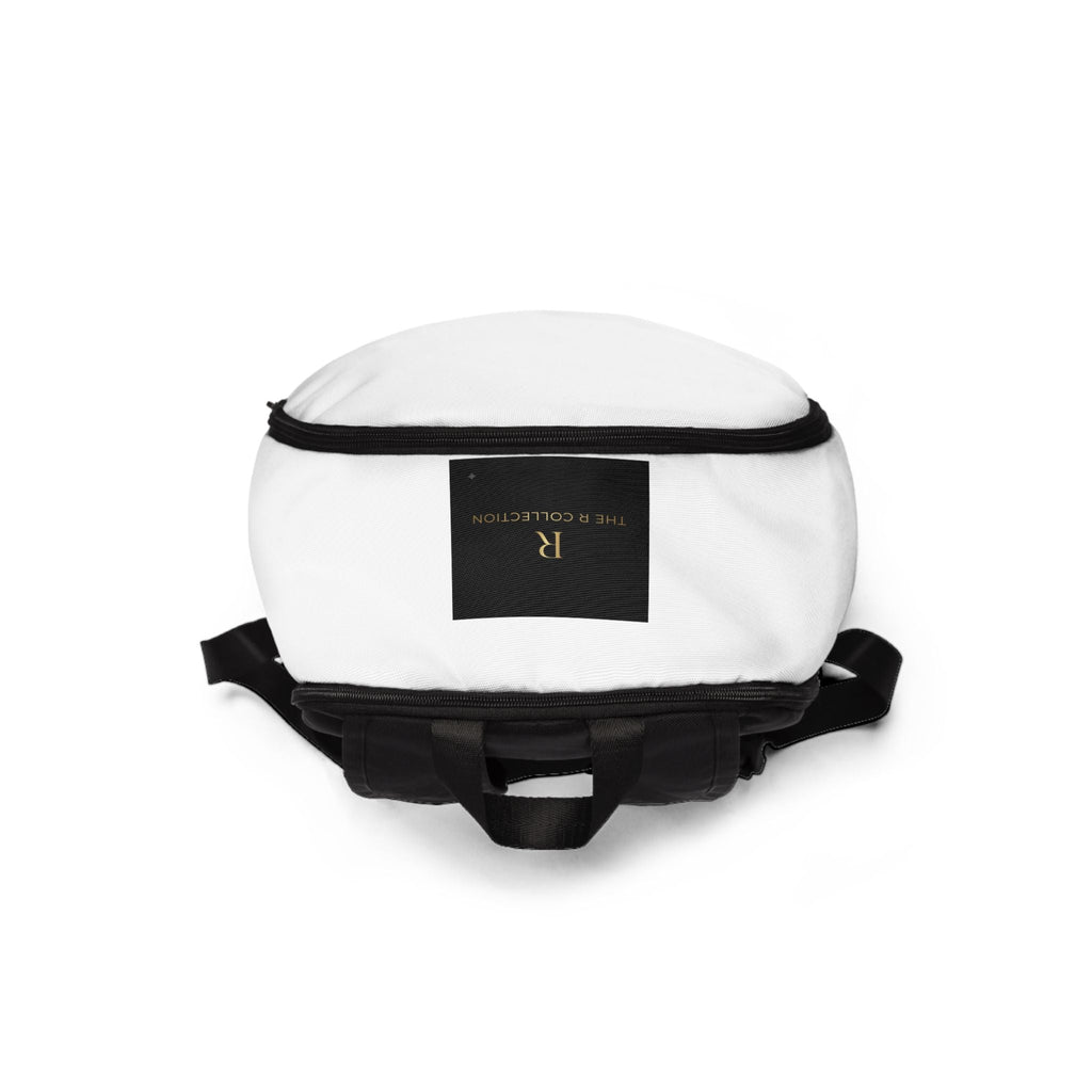 Elevated White Backpack — 'ELEVA' Minimal Gold Logo School & Travel Bag - Raquel Teixeira