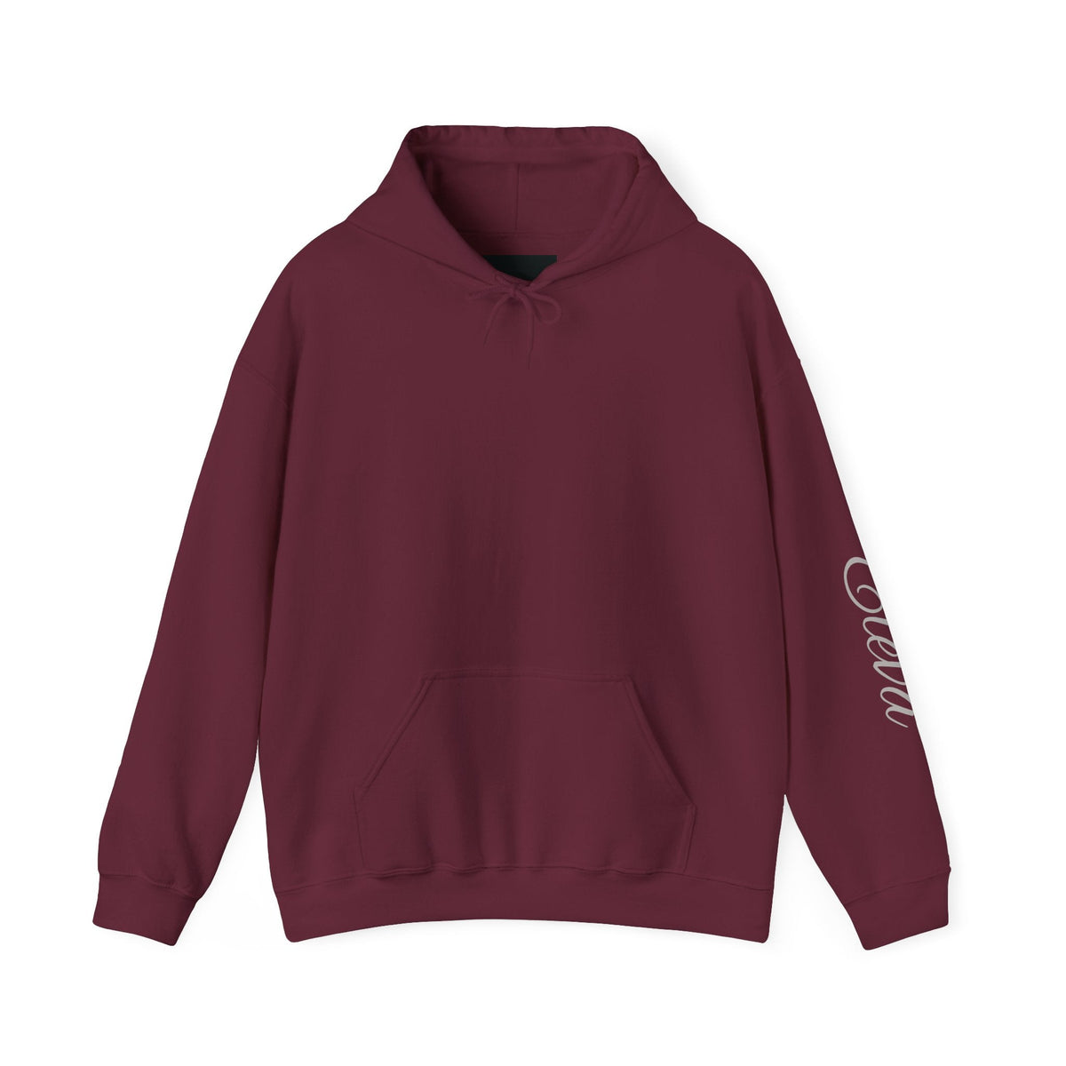 Minimal 'Eleva' Script Hoodie — White Sleeve Lettering - Raquel Teixeira