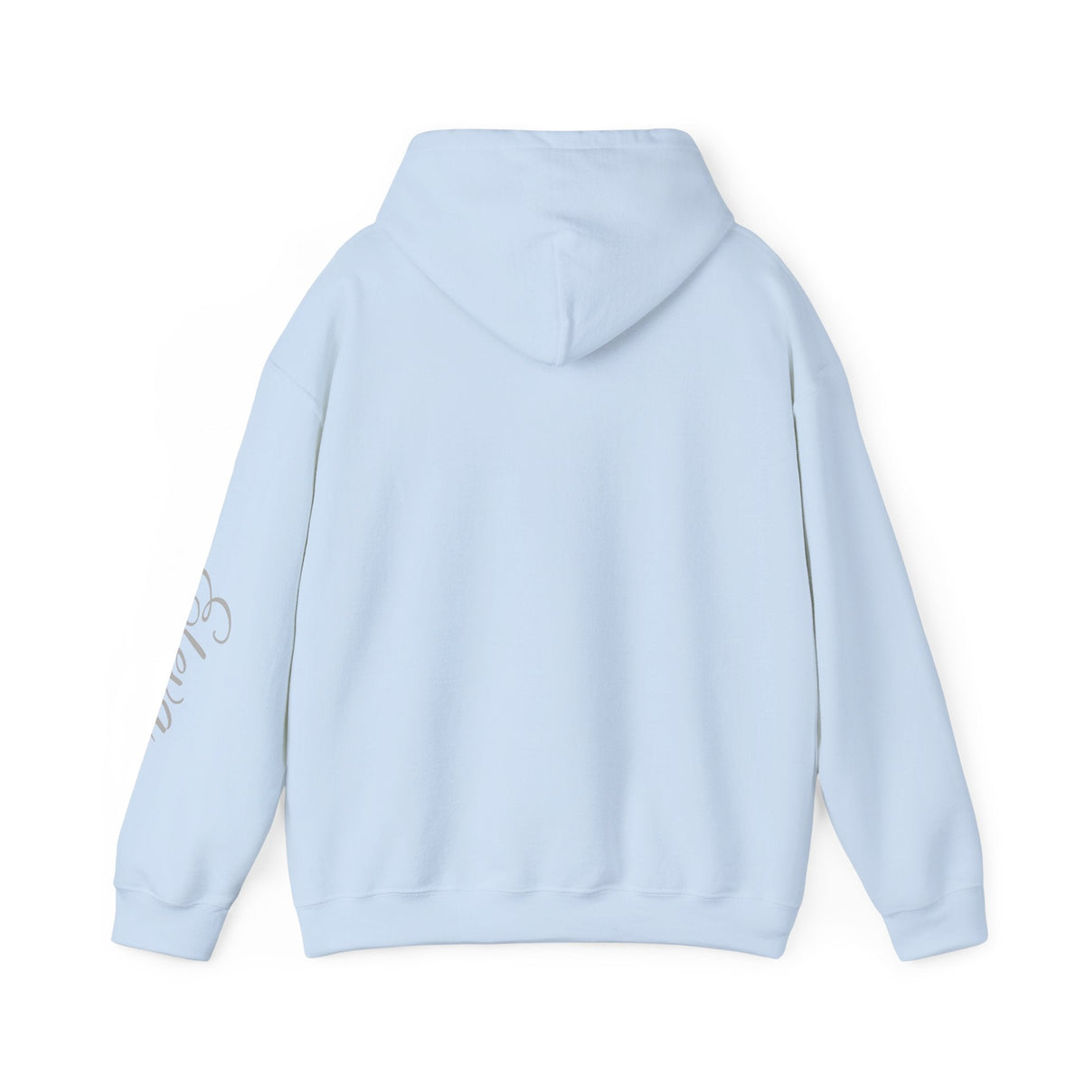 Minimal 'Eleva' Script Hoodie — White Sleeve Lettering - Raquel Teixeira