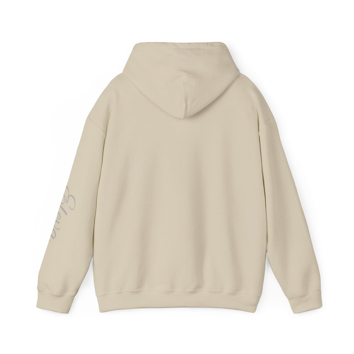 Minimal 'Eleva' Script Hoodie — White Sleeve Lettering - Raquel Teixeira