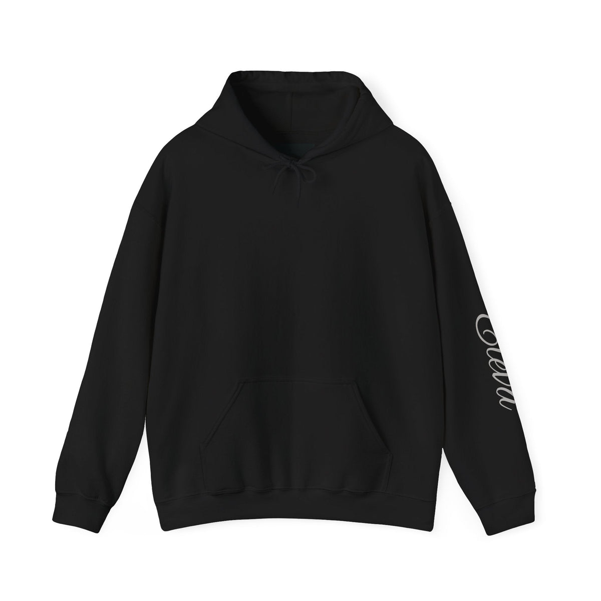 Minimal 'Eleva' Script Hoodie — White Sleeve Lettering - Raquel Teixeira