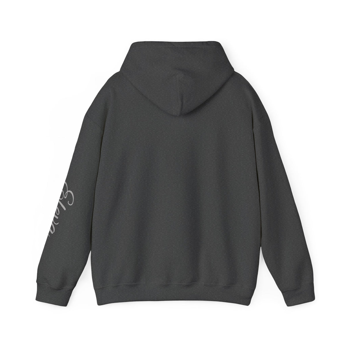 Minimal 'Eleva' Script Hoodie — White Sleeve Lettering - Raquel Teixeira