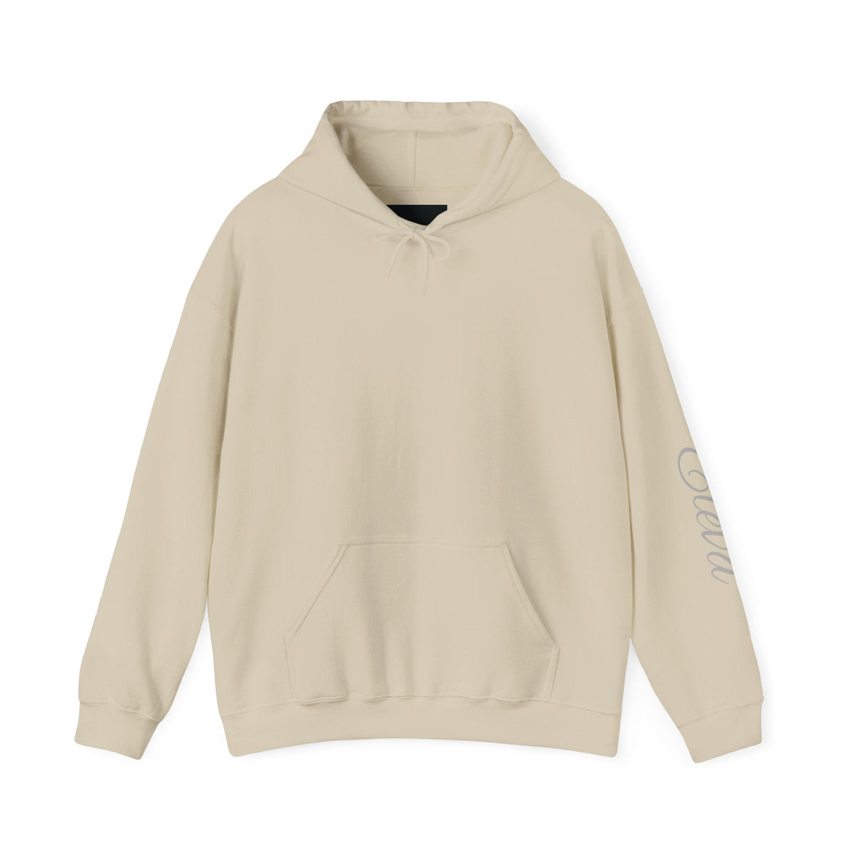 Minimal 'Eleva' Script Hoodie — White Sleeve Lettering - Raquel Teixeira