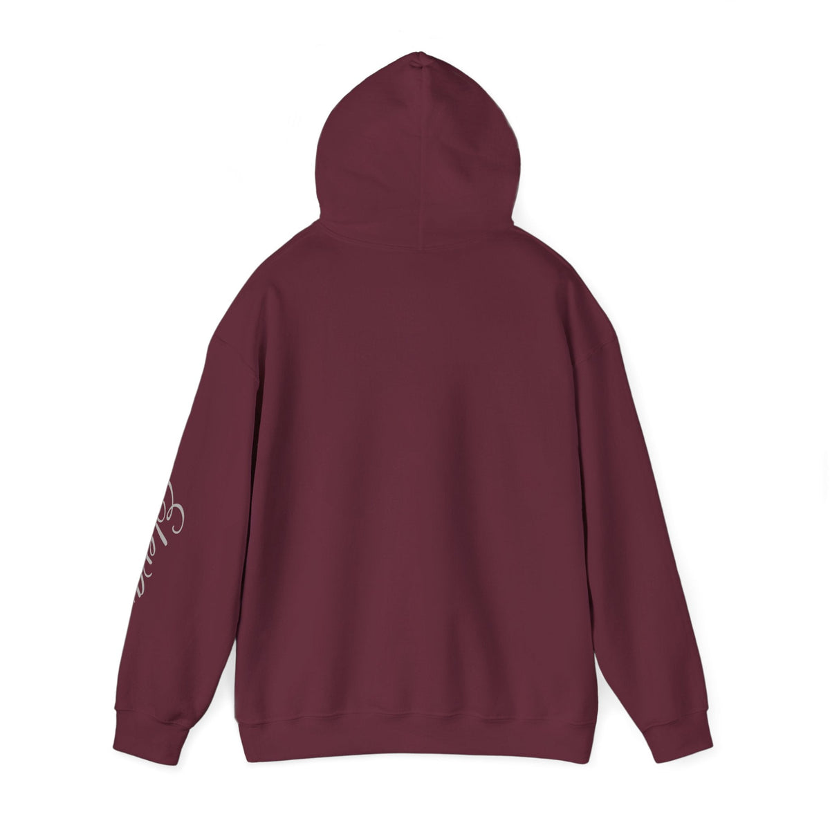 Minimal 'Eleva' Script Hoodie — White Sleeve Lettering - Raquel Teixeira