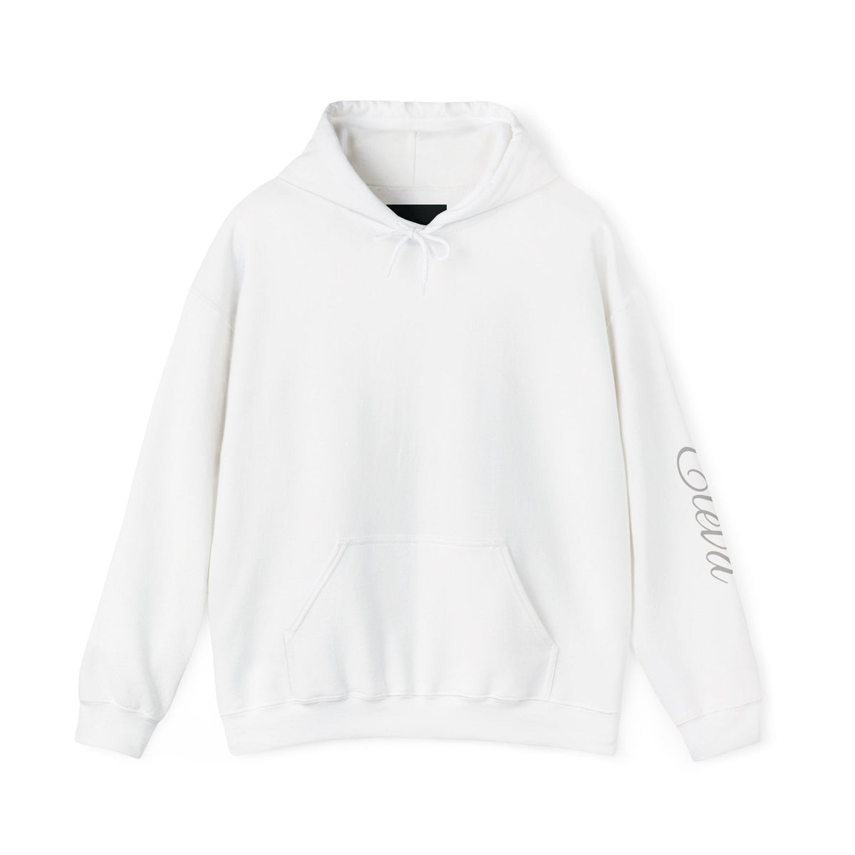 Minimal 'Eleva' Script Hoodie — White Sleeve Lettering - Raquel Teixeira