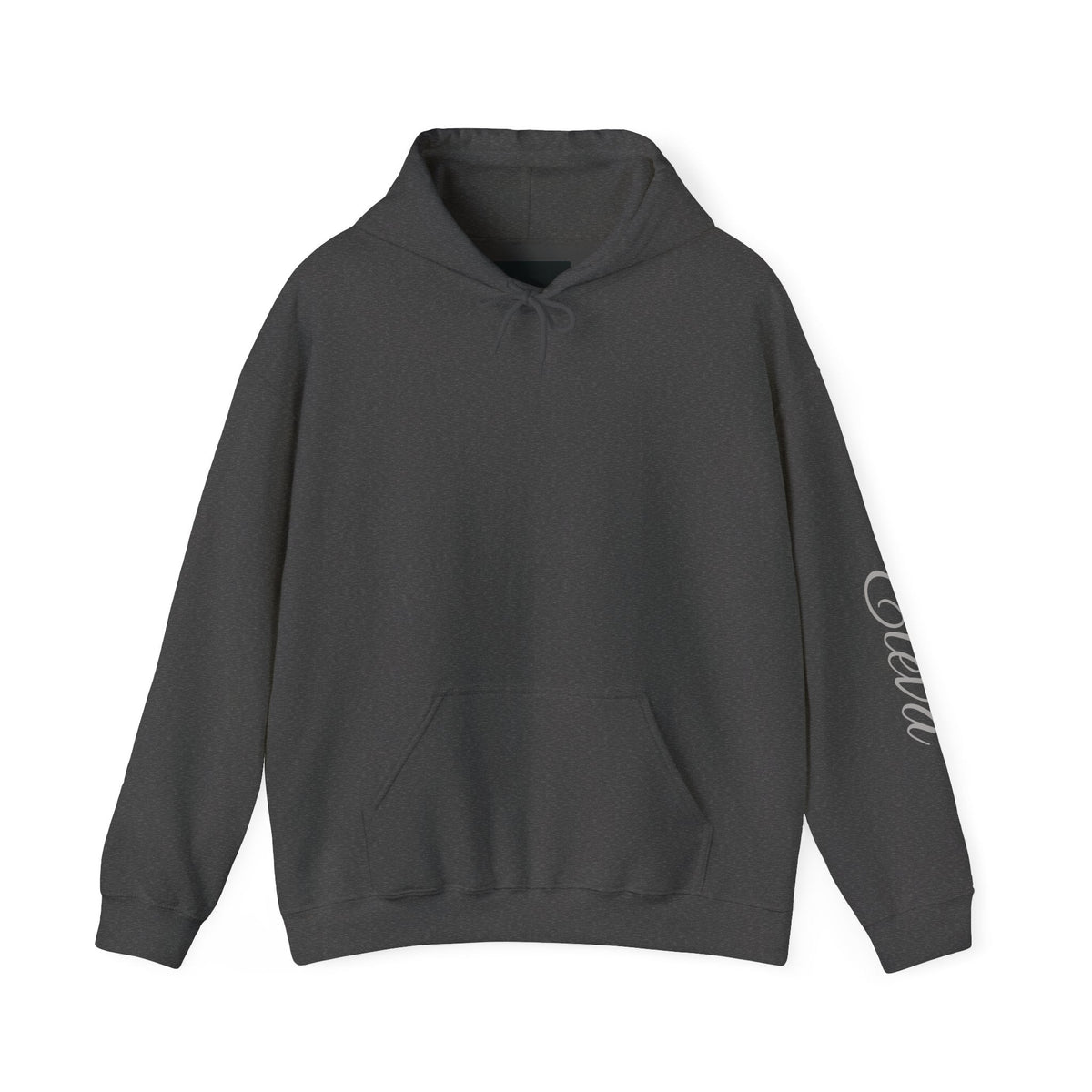 Minimal 'Eleva' Script Hoodie — White Sleeve Lettering - Raquel Teixeira