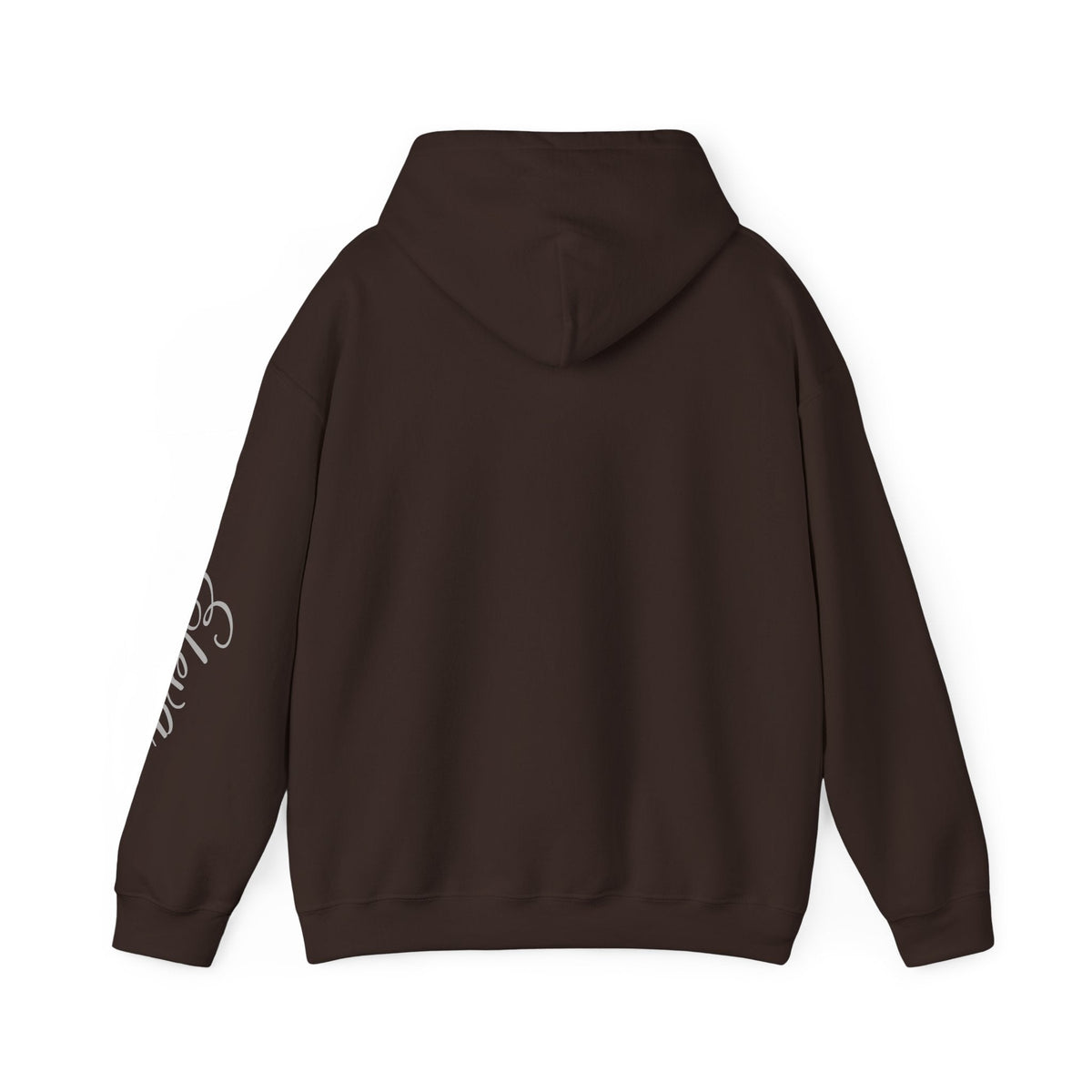 Minimal 'Eleva' Script Hoodie — White Sleeve Lettering - Raquel Teixeira