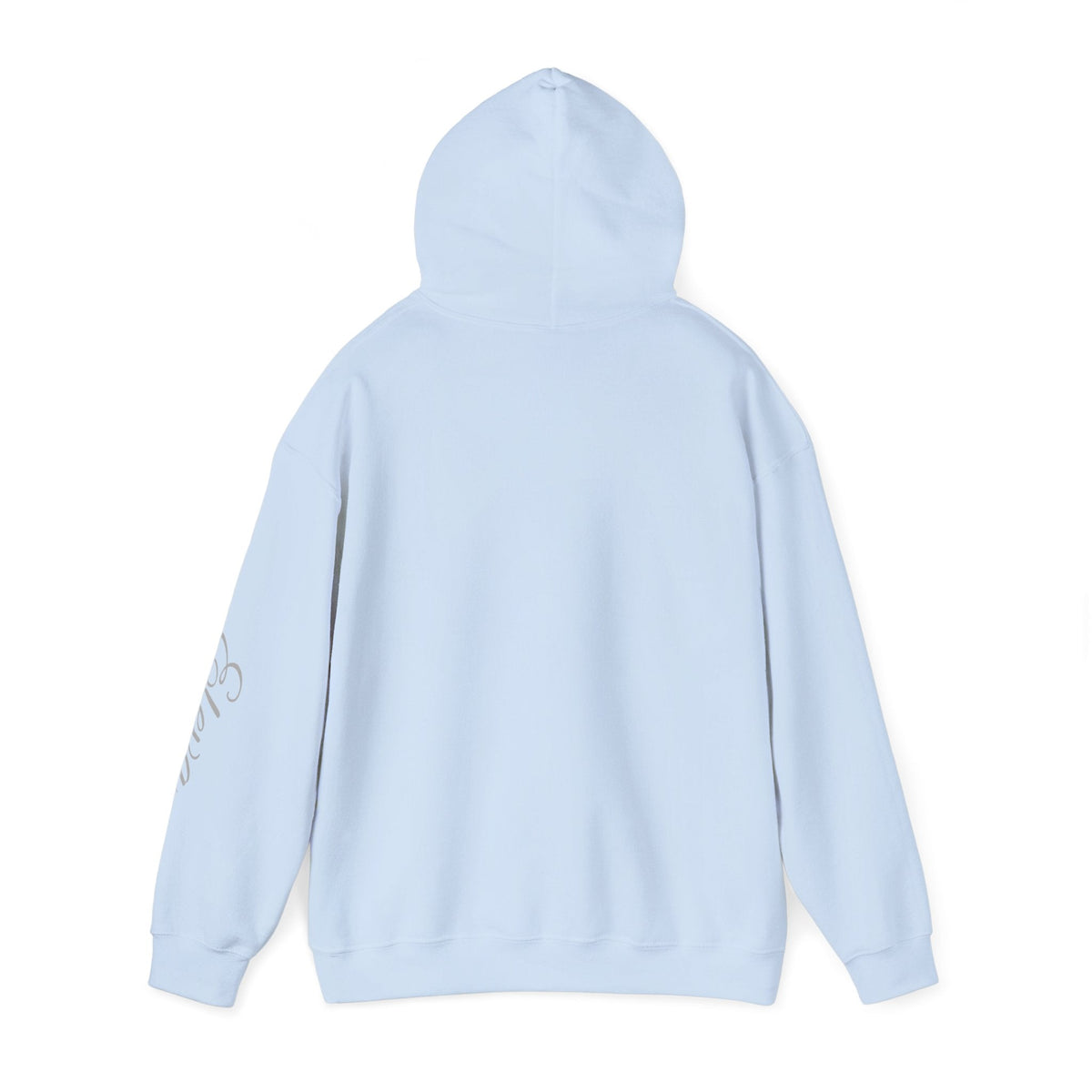 Minimal 'Eleva' Script Hoodie — White Sleeve Lettering - Raquel Teixeira