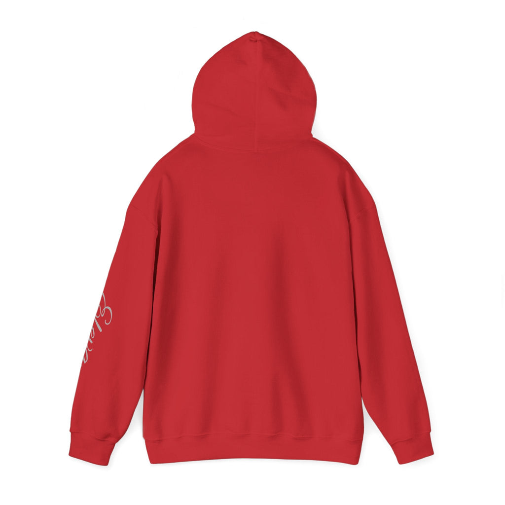 Minimal 'Eleva' Script Hoodie — White Sleeve Lettering - Raquel Teixeira