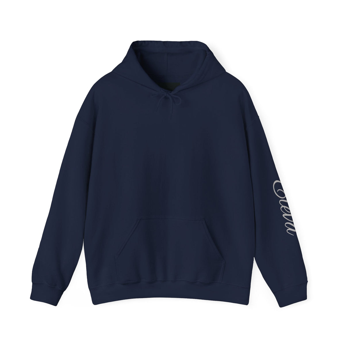 Minimal 'Eleva' Script Hoodie — White Sleeve Lettering - Raquel Teixeira