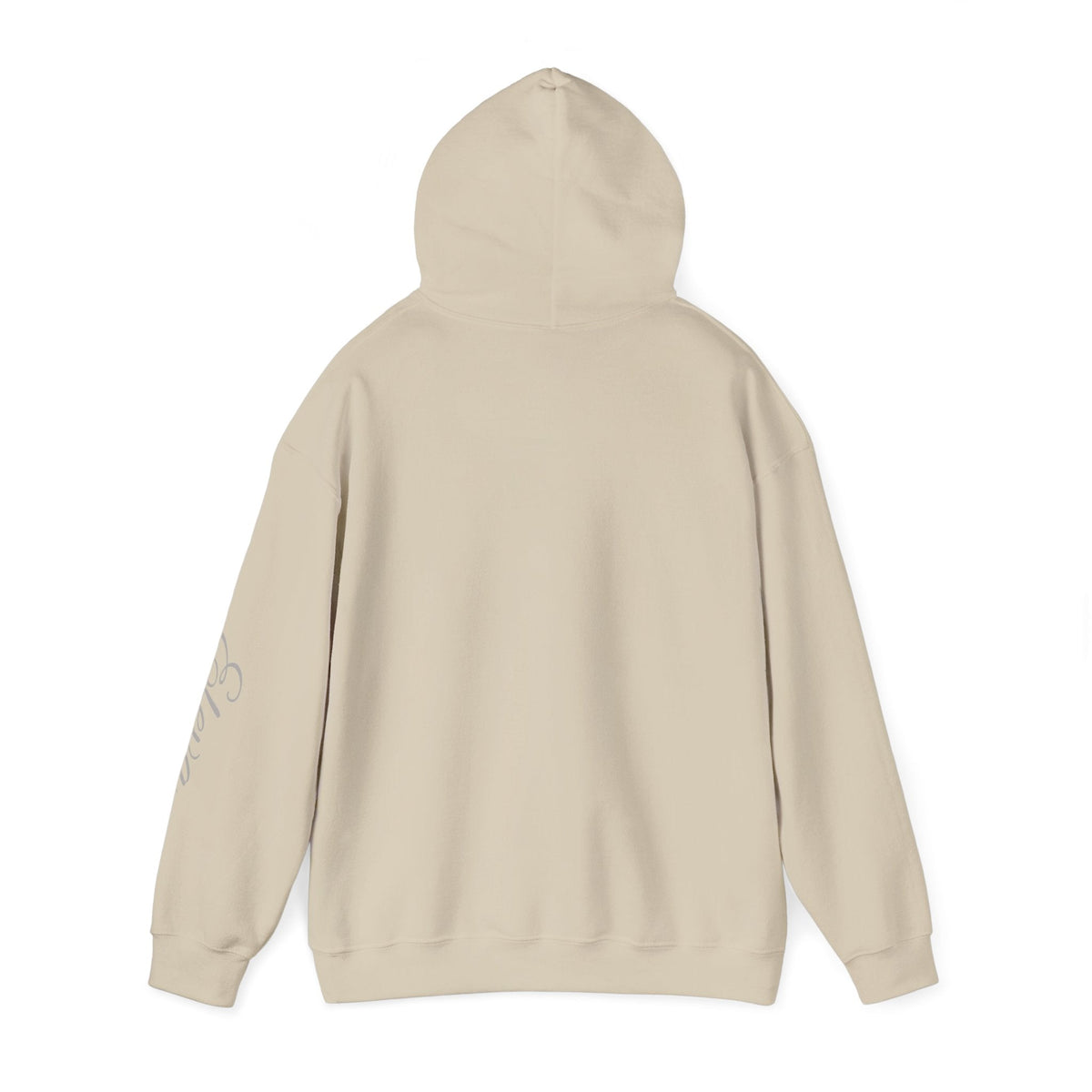 Minimal 'Eleva' Script Hoodie — White Sleeve Lettering - Raquel Teixeira